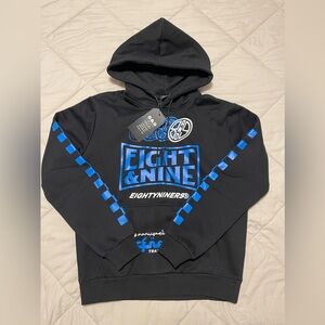 8&9 Black Hoodie with Blue Prints